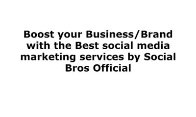 Boost your Business/Brand with the Best social media marketing services by Social Bros Official