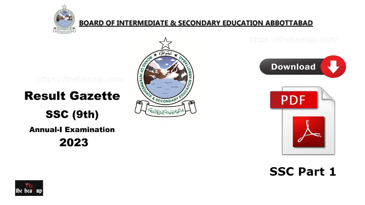 SSC 1 Result Download Pdf BISE Abbottabad Board 9th Class SSC 1 Result 2023 Download