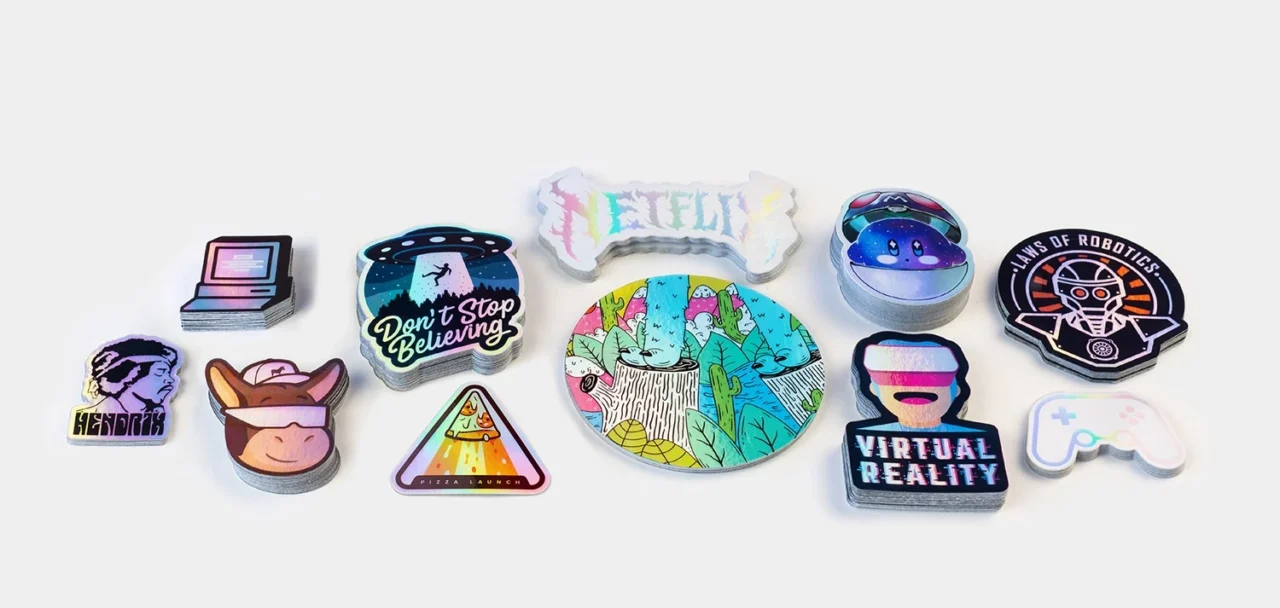 Add flair with holographic custom stickers