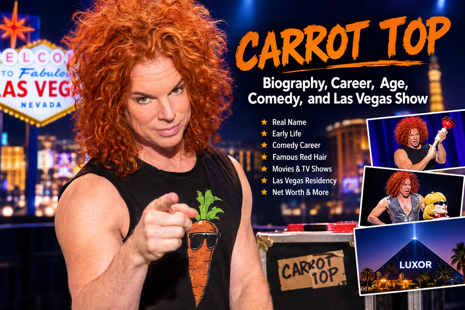 Carrot Top: Biography, Career, Age, Comedy, and Las Vegas Show